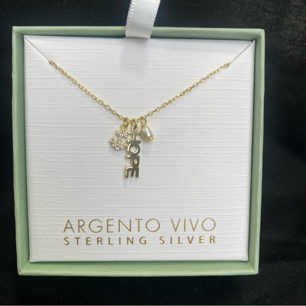 Sterling silver 925 Gold Vermeil Chain With Charm Pendants Hope Necklace NEW